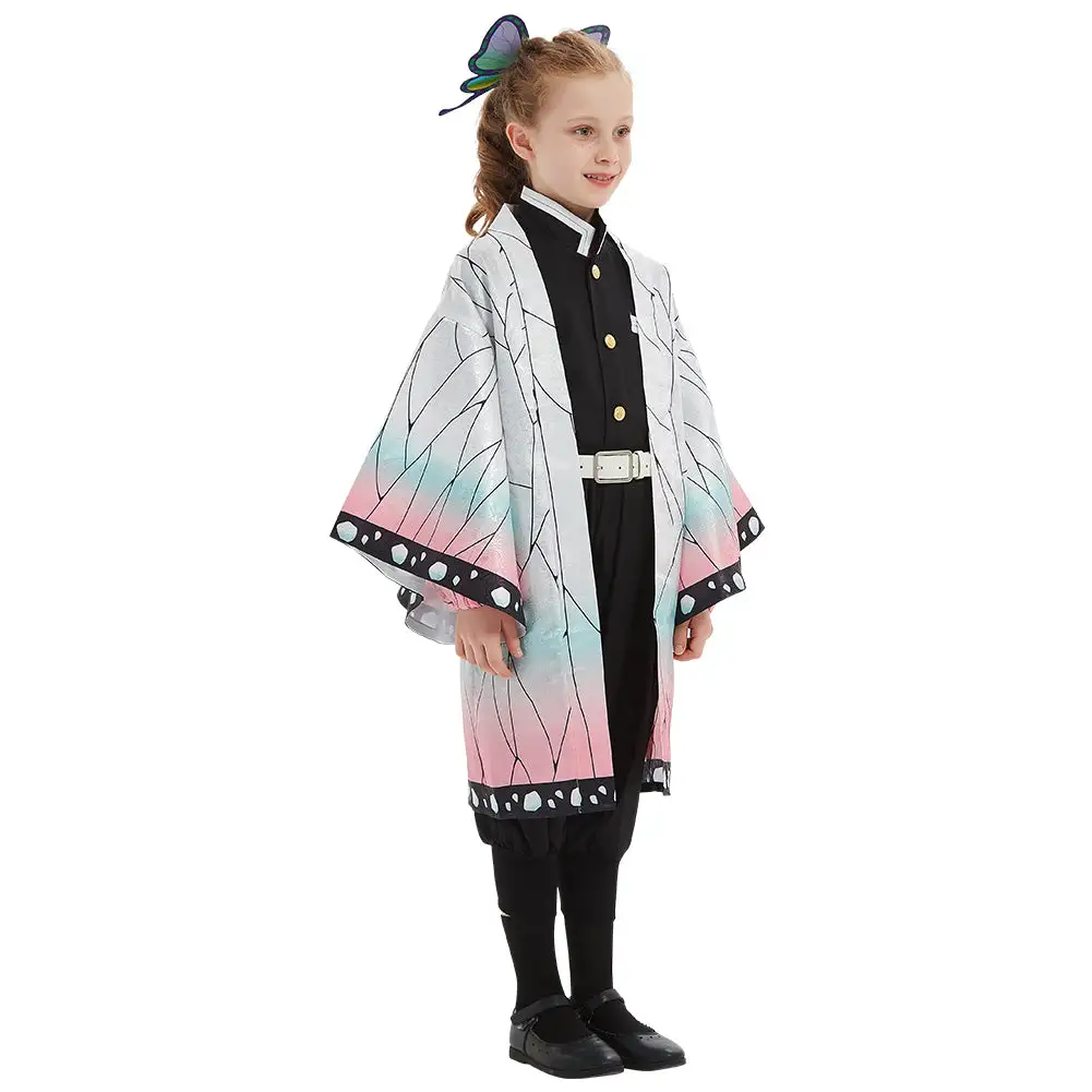 Mädchen Demon Slayer Kimetsu No Yaiba Kochou Shinobu Cosplay Kostüm Halloween Karneval Kostüm Set – Bild 4