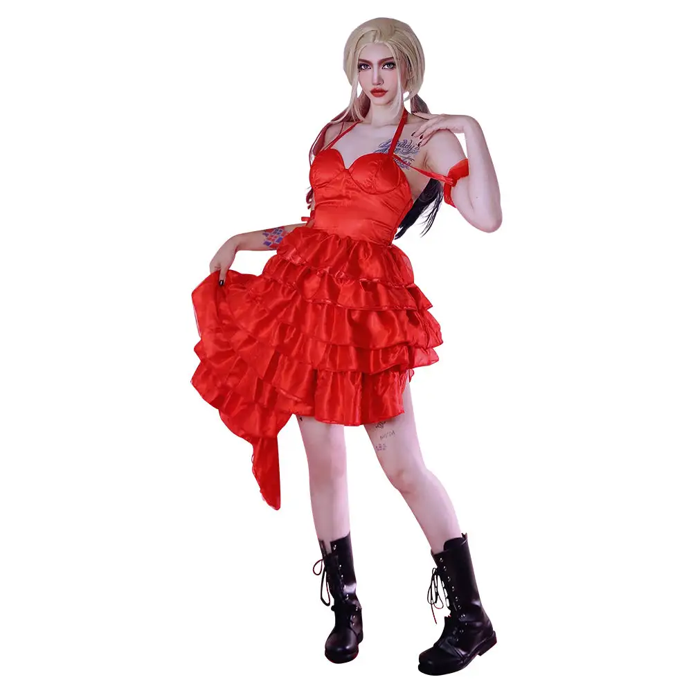 The Suicide Squad Harley Quinn Cosplay Kostüm Rot Kleid Halloween Karneval Kostüm – Bild 3