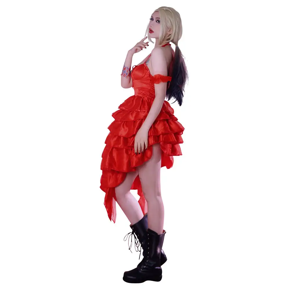 The Suicide Squad Harley Quinn Cosplay Kostüm Rot Kleid Halloween Karneval Kostüm – Bild 4
