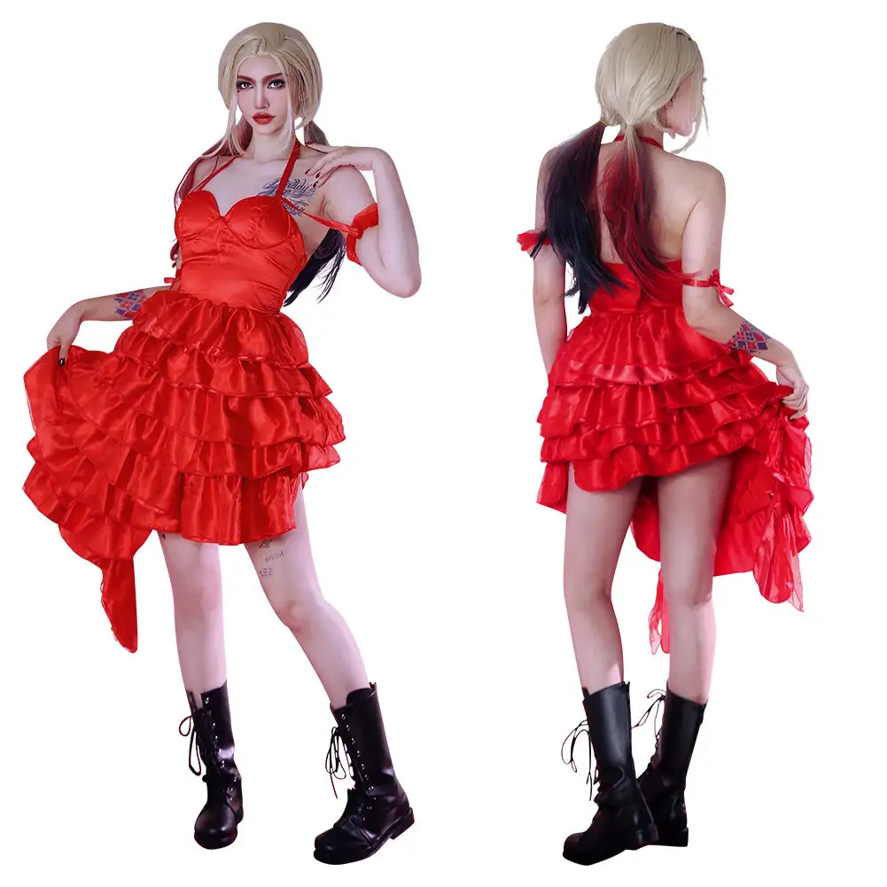 The Suicide Squad Harley Quinn Cosplay Kostüm Rot Kleid Halloween Karneval Kostüm