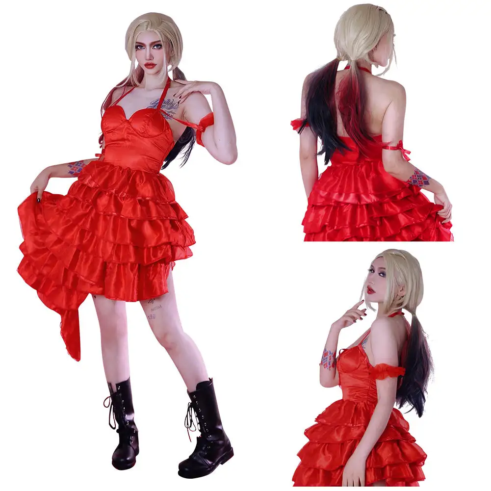 The Suicide Squad Harley Quinn Cosplay Kostüm Rot Kleid Halloween Karneval Kostüm – Bild 7