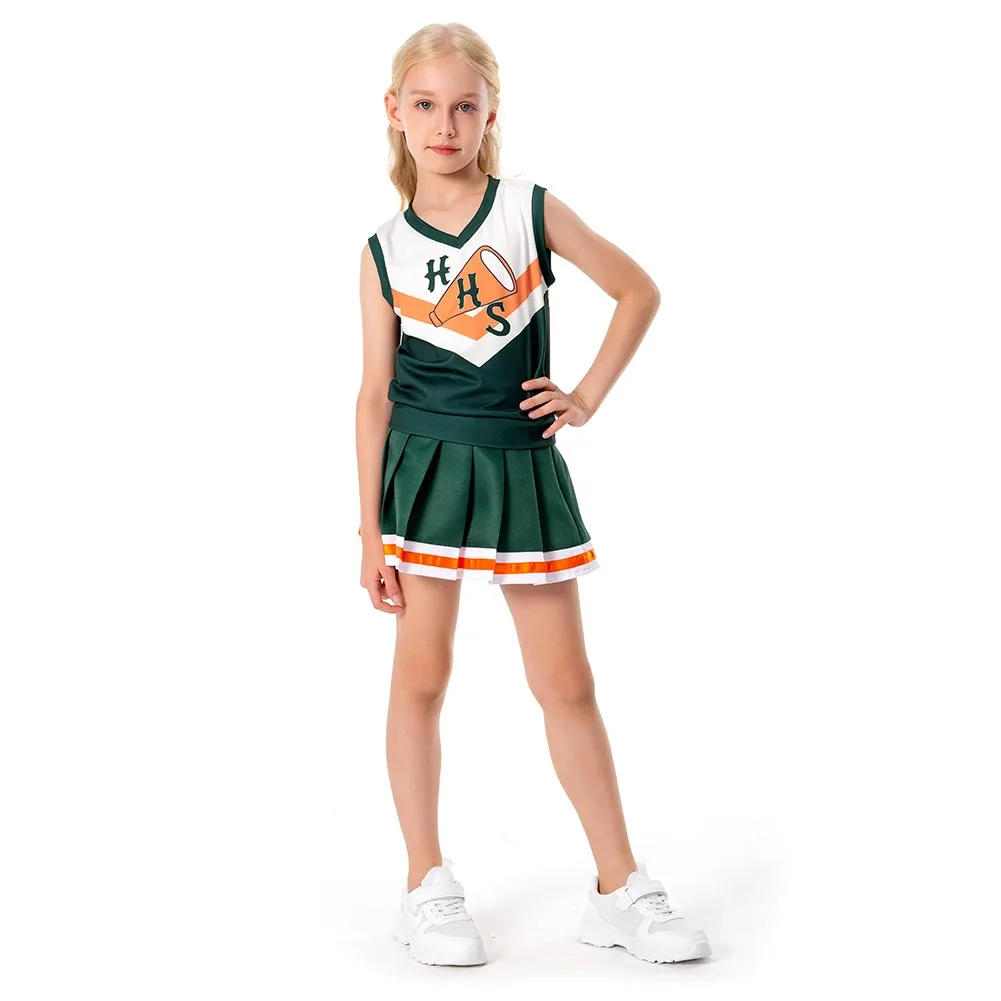 Kinder Stranger Things 4 Hawkins High School Cheerleading Cosplay Chrissy Kostüm Halloween Karneval Kleid – Bild 4