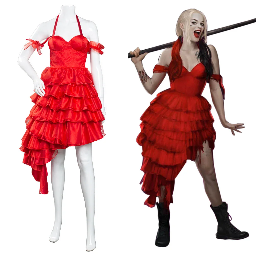 The Suicide Squad Harley Quinn Cosplay Kostüm Rot Kleid Halloween Karneval Kostüm – Bild 8