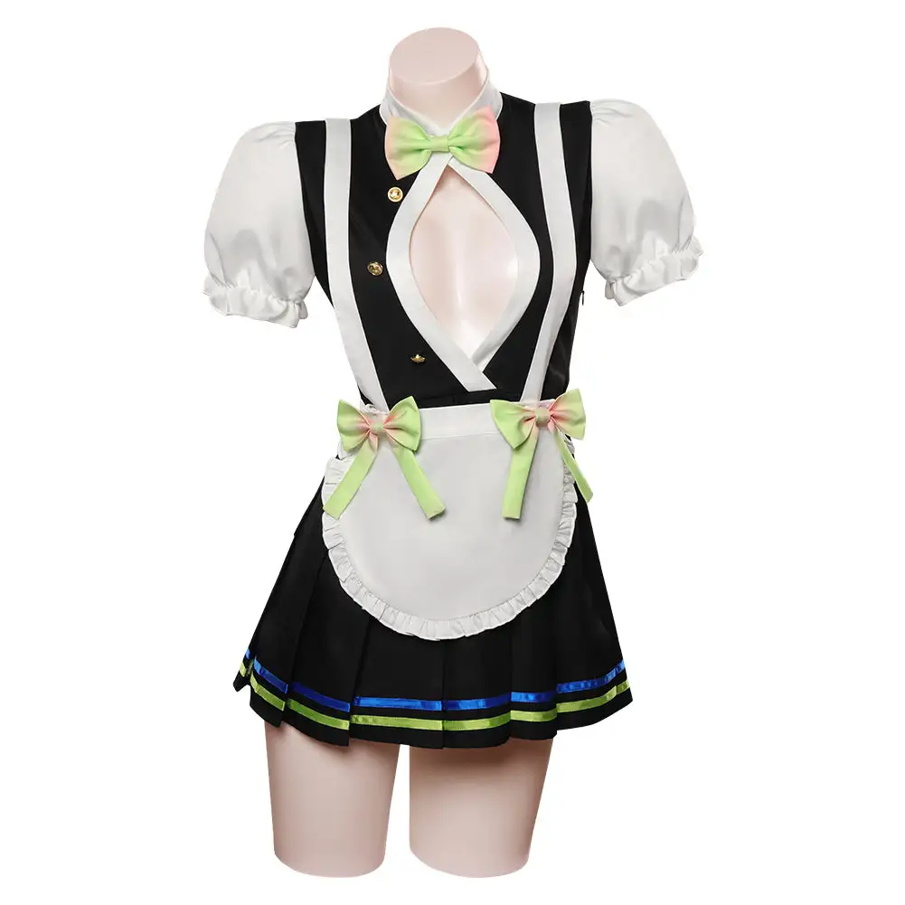 Demon Slayer Kanroji Mitsuri Cosplay Kostüm Outfits Halloween Karneval Maid Kleid – Bild 2
