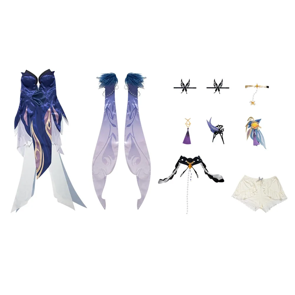 Ningguang Genshin Impact Cosplay Kostüm Orchid‘s Evening Gown Halloween Karneval Outfits – Bild 8