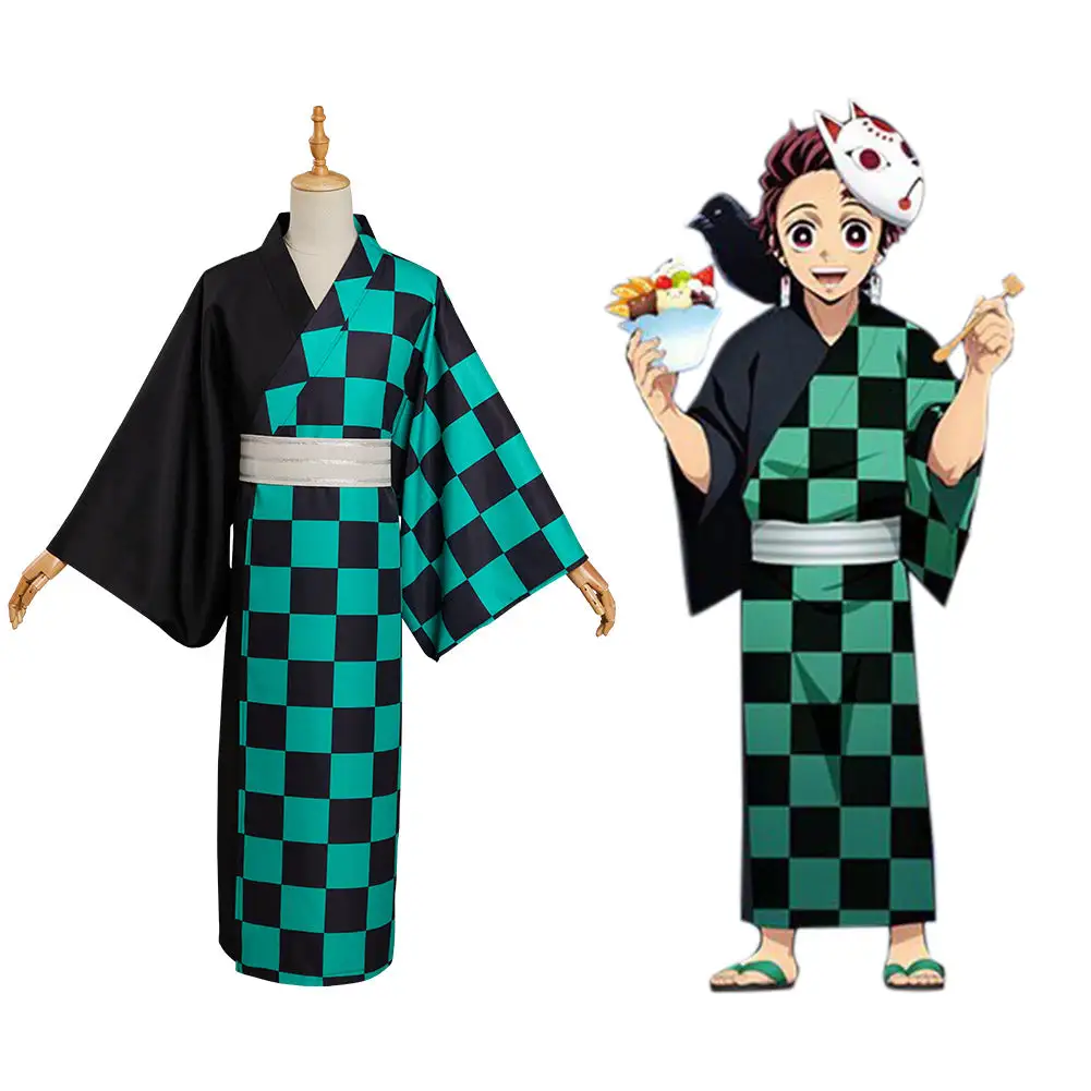 Demon Slayer Kamado Tanjirou Sommer Kimono Halloween Karneval Outfits