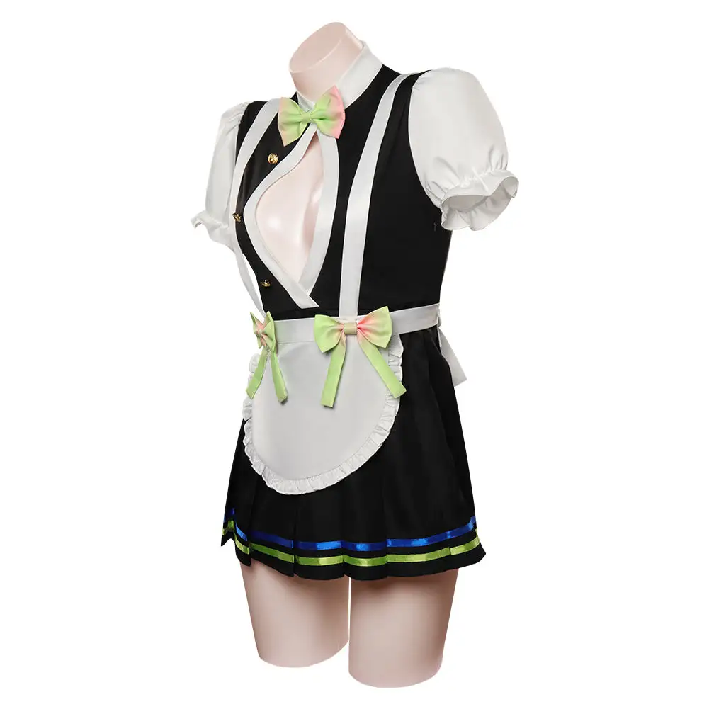 Demon Slayer Kanroji Mitsuri Cosplay Kostüm Outfits Halloween Karneval Maid Kleid – Bild 3