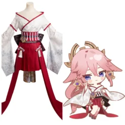 Genshin Impact Yae Miko Cosplay Kostüm Outfits Halloween Karneval Kimono
