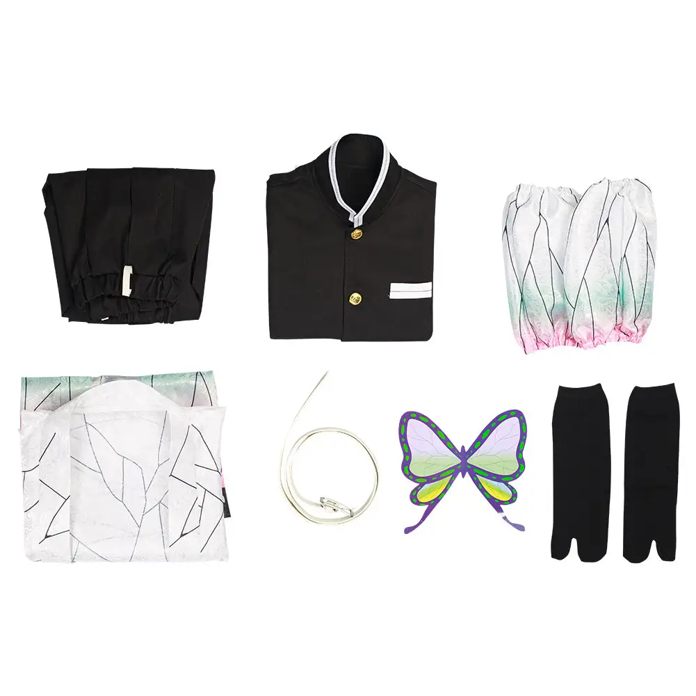 Mädchen Demon Slayer Kimetsu No Yaiba Kochou Shinobu Cosplay Kostüm Halloween Karneval Kostüm Set – Bild 15