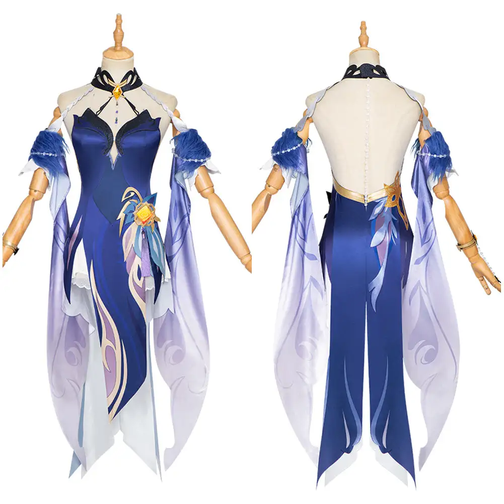 Ningguang Genshin Impact Cosplay Kostüm Orchid‘s Evening Gown Halloween Karneval Outfits – Bild 2
