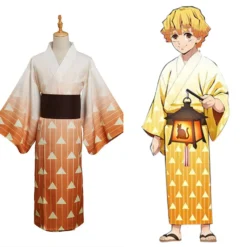 Demon Slayer Agatsuma Zenitsu Sommer Kimono Halloween Karneval Outfits