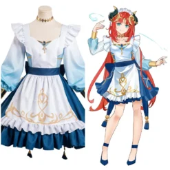 Genshin Impact Cosplay Nilou Maid Dress Kostüm Halloween Karneval Originell Kleid
