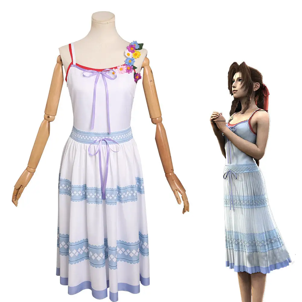 Crisis Core Final Fantasy VII Cosplay Aerith Gainsborough Kostüm Halloween Karneval Outfits