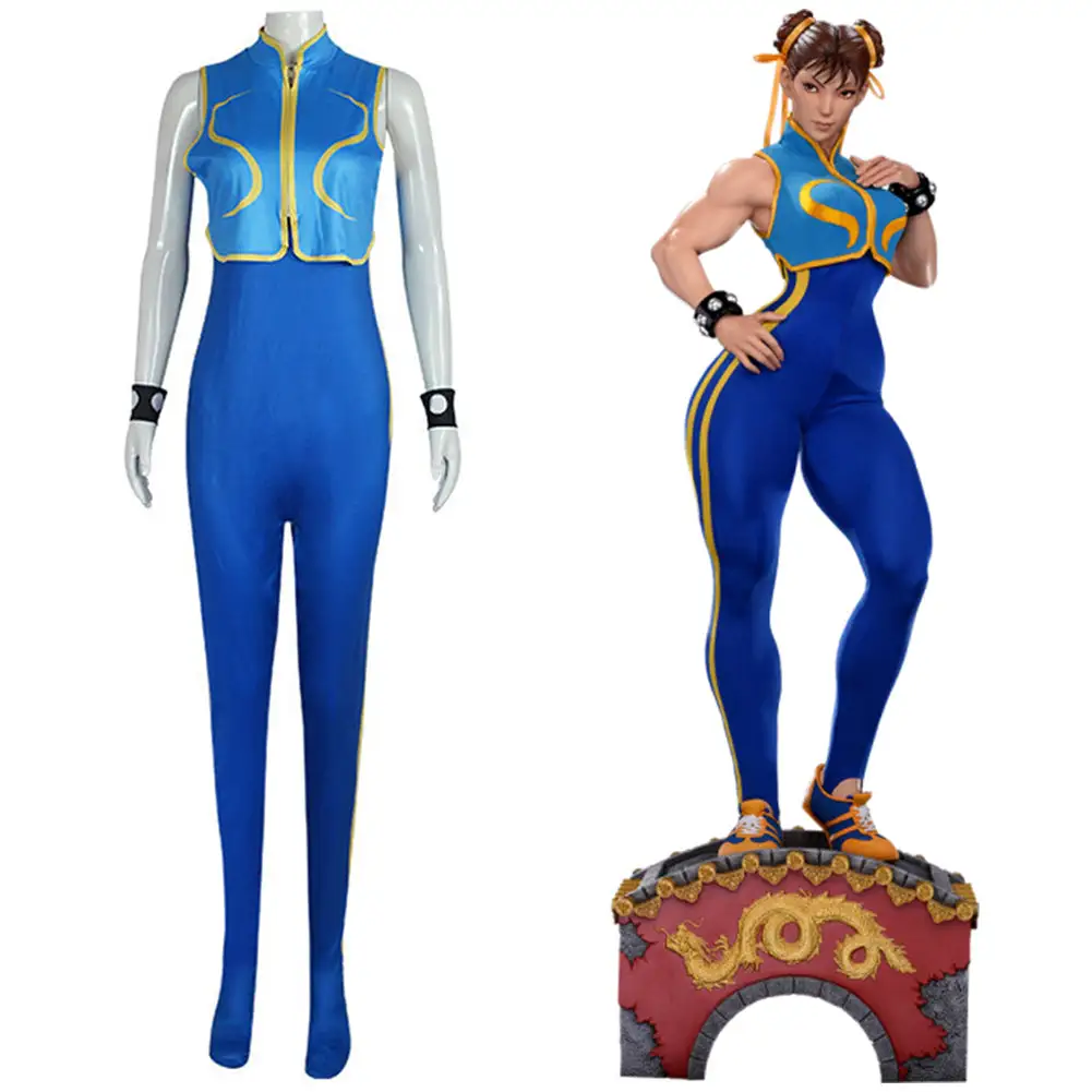 Street Fighter Alpha Chun Li Overall Cosplay Kostüm Halloween Karneval Outfits – Bild 3